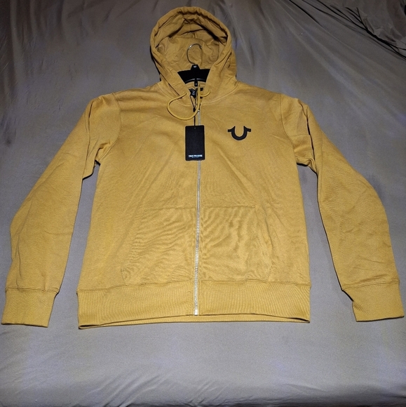 TRUE RELIGION NWT Premium Arch Buddha Full Zip Fleece Hoodie Jacket - Picture 1 of 9